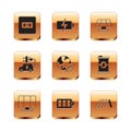 Set Electrical outlet, Solar energy panel, Battery, Earth globe and leaf, car, and icon. Vector Royalty Free Stock Photo