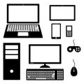 Set of electronic device icons isolated on white background Royalty Free Stock Photo