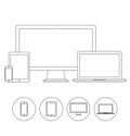 Set of electronic device outline icons