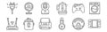 set of 12 electronic devices icons. outline thin line icons such as game console, flash disk, rice cooker, game controller, webcam