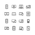 Set of electronic devices line icon design.