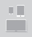 Set of electronic equipment: notebook, tablet and smartphone vector graphic Royalty Free Stock Photo