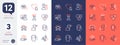 Set of Electronic thermometer, Like and Teamwork line icons. For design. Vector