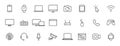 Set of 24 Electronics and Devices web icons in line style. Device, phone, laptop, communication, smartphone, ecommerce. Vector Royalty Free Stock Photo