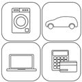 Set of electronics icons logos symbol panel category for website internet order interior for home illustration Royalty Free Stock Photo