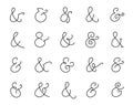 Set of elegant ampersand symbols.