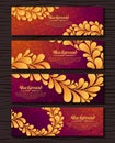 Set of elegant banners with golden royal ornament Royalty Free Stock Photo