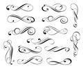 Set of elegant decorative scroll elements. Vector.