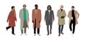 Set of elegant fashion men wearing coats vector.