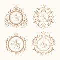 Set of elegant floral monograms