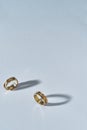 Set of elegant gilded rings with carvings
