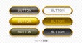 A set of elegant glossy golden web buttons for modern UI design. Royalty Free Stock Photo