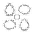 Set of Elegant Linear Floral Frames