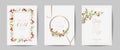 Set of Elegant Merry Christmas and New Year 2021 Cards with Pine Branches, Holy Berry, Mistletoe, Winter floral plants Royalty Free Stock Photo