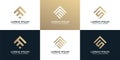 Set of elegant monogram line abstract logo design inspiration Royalty Free Stock Photo