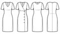 set of elegant office dresses isolated on white background