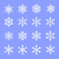 Set of elegant, openwork geometric vector snowflakes.