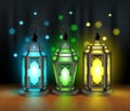 Set of Elegant Ramadan Kareem Lantern or Fanous