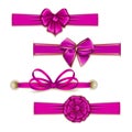 Set of elegant silk colored bows