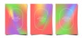 Set of elegant silky smooth rainbow abstract fabric shape cover, poster, wallpaper design template