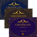 Set of elegant templates of diploma with lace ornament