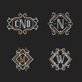 The set of elegant vintage monogram emblem templates