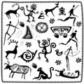 Set elements African petroglyph art