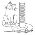 Set of elements for animals, cats, claw sharpener, toy ball on a stick, cute cat