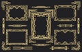 Set of elements in art Deco style. Luxury Frames, corner elements and dividers. Vintage gold ornament Headers and borders. Royalty Free Stock Photo