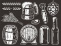 Bar tools barrel, spikelet, beer mug, can and hop