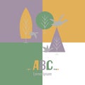 Set of elements for a business logo about preserving the environment, nature, air, trees. Multicolored chess background. Vector