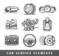 Set of elements of the car service Royalty Free Stock Photo