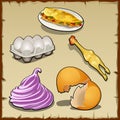 Set of elements with chicken, eggs and sandwich Royalty Free Stock Photo