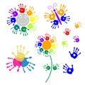 Set elements for design of handprints