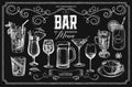 A set of elements drawn in vector for the design of the bar menu.