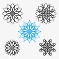 Set of elements, flowers or snowflakes Royalty Free Stock Photo