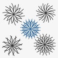 Set of elements flowers or snowflakes Royalty Free Stock Photo