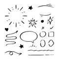 A set of elements of highlighting arrows underscores, speech bubble brush strokes, flash. Vector illustration Royalty Free Stock Photo