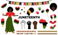 Set Of Elements For Juneteenth National Independence Day. African American History, Freedom Day Signs, Symbols. A Woman Royalty Free Stock Photo