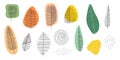 A set of elements of natural shapes and contour. Leaves in Scandinavian style.