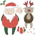 Set of elements for the New Year or Christmas decor. Santa Claus