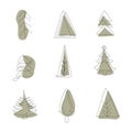 Set of elements for the New Year theme, Christmas trees. Clipart, elements for the design of cards, banners, flyers for Christmas Royalty Free Stock Photo