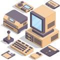 Set of elements of an old computer. Royalty Free Stock Photo