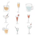 Set elements Party, reception and alcoholic drinks. Clipart, elements for the design of cards, banners, flyers. Abstract