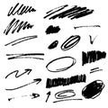 Set of elements for presentations. Vector doodle collection of lines, arrows, spots