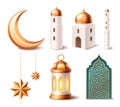 Ramadan elements in realistic style Royalty Free Stock Photo