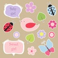 Set of elements for scrapbook for baby girl Royalty Free Stock Photo