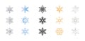 15 set of elements with snowflake vector design. illustration snow with five color gray, blue, gold, black, and silver. Royalty Free Stock Photo