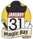 Set of Elements to Commemorate Saint Bosco and Magic Day, Vector Illustration