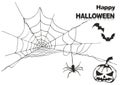 Set of  elements to create different invitations and posters for Halloween: spider web, happy Halloween  inscription, Royalty Free Stock Photo
